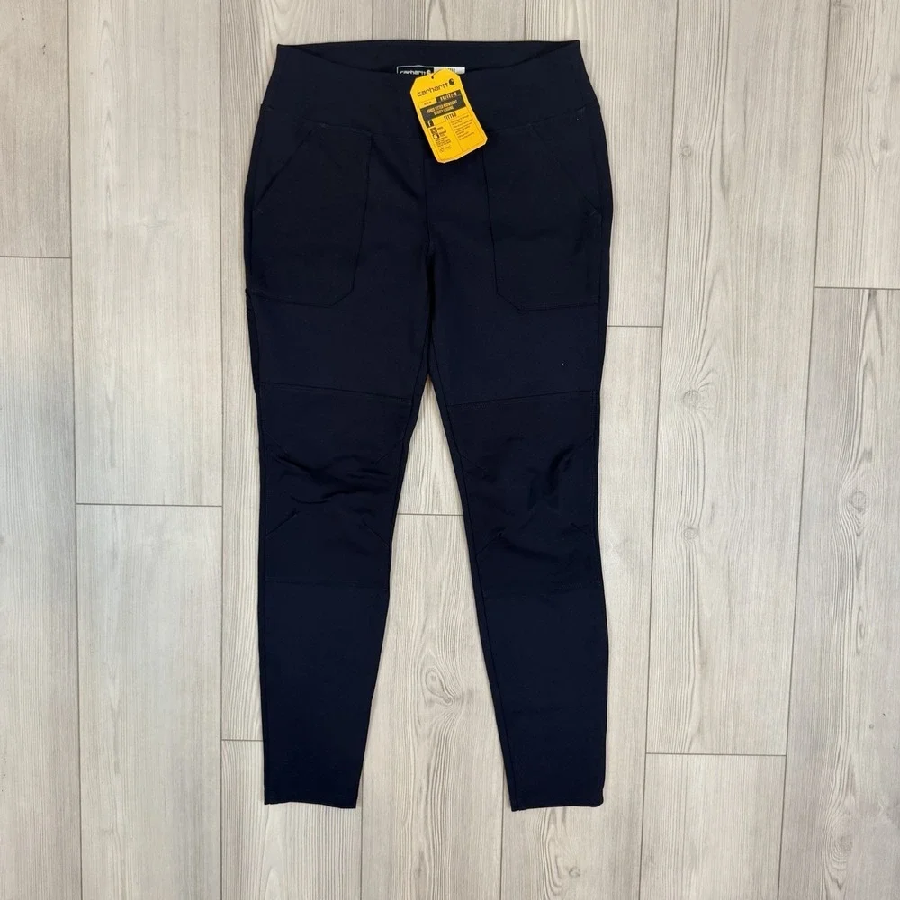 NWT Carhartt 102482 Force Leggings Medium Navy Blue Fitted Cargo Stretch Pockets